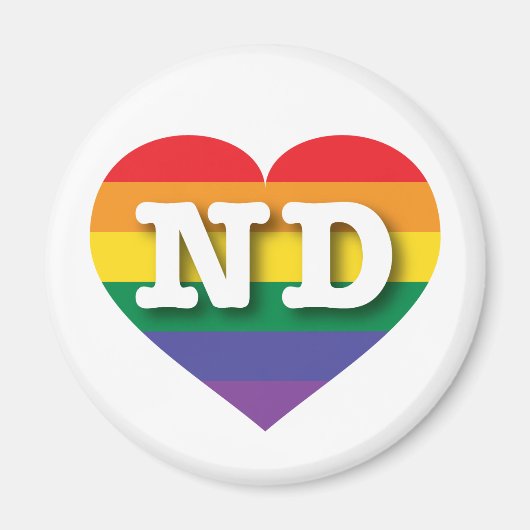 Ik hou van North Dakota Rainbow Heart Magneet (Voorkant)