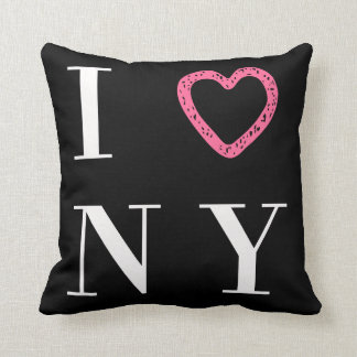 Ik hou van NY reversibele kussen - zwart, wit, roz