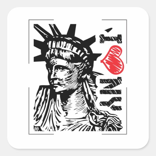 Ik hou van NY Vierkante Sticker (Voorkant)