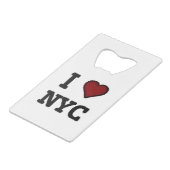 Ik hou van NYC hart Creditkaart Flessenopener (Achterkant Gekanteld)