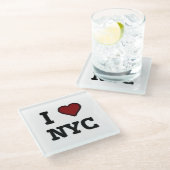 Ik hou van NYC hart Glazen Onderzetter (Schuin)