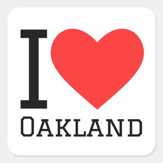Ik hou van Oakland Vierkante Sticker (Voorkant)