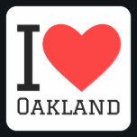Ik hou van Oakland Vierkante Sticker<br><div class="desc">Ik hou van Oakland,  voor Californische liefhebbers</div>