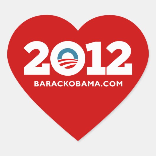 Ik hou van Obama 2012 Hart Sticker (Voorkant)