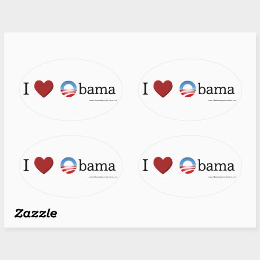 Ik hou van Obama Oval Sticker (Vel)