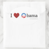 Ik hou van Obama Oval Sticker (Tas)