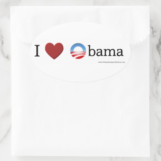 Ik hou van Obama Oval Sticker (Tas)