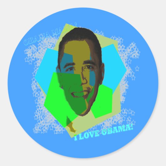 IK HOU VAN OBAMA! STICKER! RONDE STICKER (Voorkant)