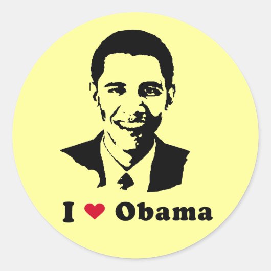 Ik hou van Obama T-shirt Ronde Sticker (Voorkant)