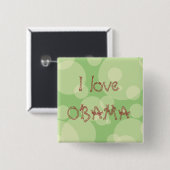 Ik hou van OBAMA Vierkante Button 5,1 Cm (Voorkant /achterkant)