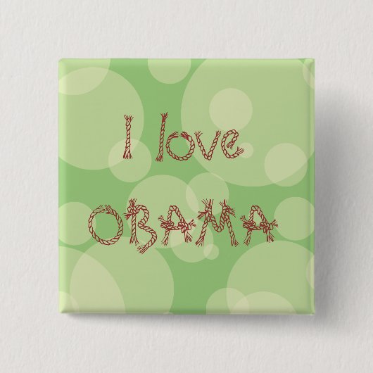 Ik hou van OBAMA Vierkante Button 5,1 Cm (Voorkant)