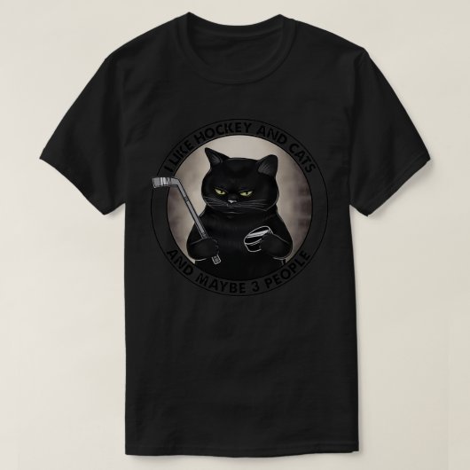 Ik hou van ockey en katten en misschien 3 mensen t-shirt (Design voorkant)