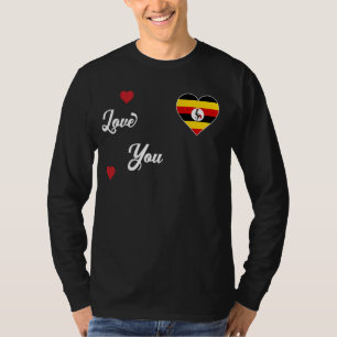 Ik hou van Oeganda met Oegandese vlag in het hart T-shirt