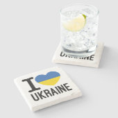 Ik hou van Oekraïense hartslag Oekraïense vlag Stenen Onderzetter (Zijkant)