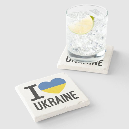 Ik hou van Oekraïense hartslag Oekraïense vlag Stenen Onderzetter (Zijkant)