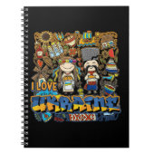 Ik hou van Oekraïne Doodle met Oekraïense vlag Notitieboek (Voorkant)