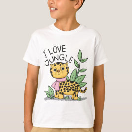 Ik hou van Oerwoud Leopard Funny Schattige T-shirt