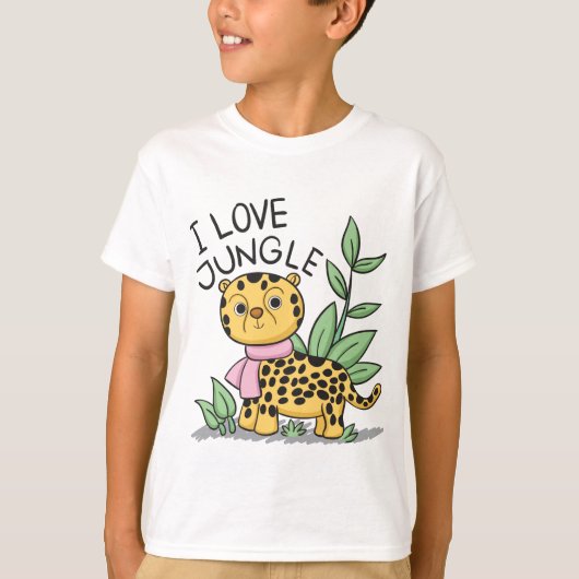 Ik hou van Oerwoud Leopard Funny Schattige T-shirt (Voorkant)