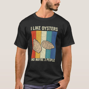 Ik hou van oesters en misschien 3 mensen retro oes t-shirt