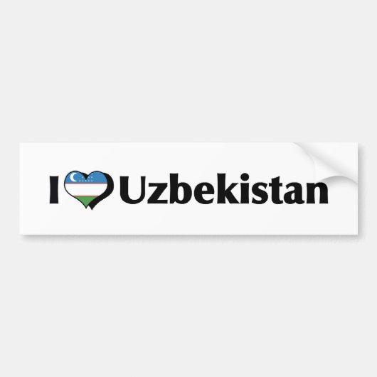 Ik hou van Oezbekistan Vlag Bumpersticker (Voorkant)