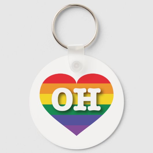 Ik hou van Ohio Gay Pride Rainbow Heart Sleutelhanger (Voorkant)