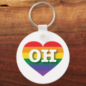 Ik hou van Ohio Gay Pride Rainbow Heart Sleutelhanger (Voorkant)
