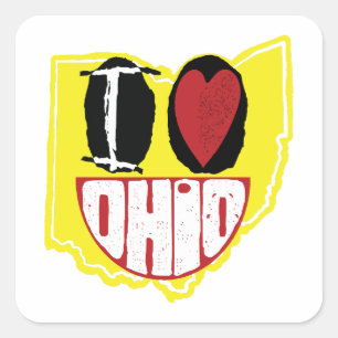 Ik hou van Ohio glimlachend gelukkig gezicht Vierkante Sticker