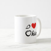 Ik hou van Ohio Hart Typography Koffiemok (Voorkant rechts)