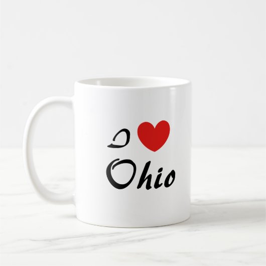 Ik hou van Ohio Hart Typography Koffiemok (Links)
