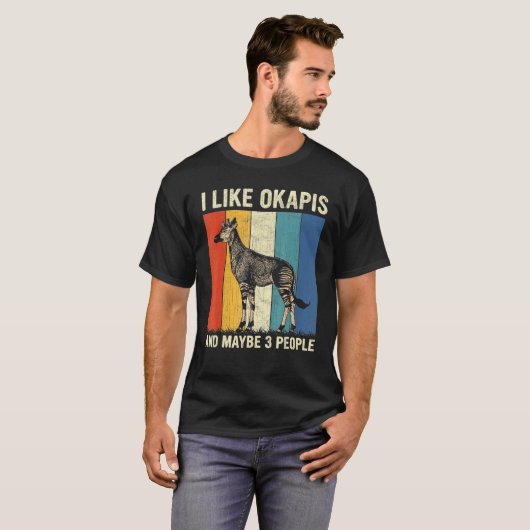 Ik hou van Okapis en misschien 3 mensen die Okapis T-shirt (Voorkant volledig)
