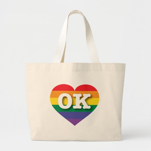 Ik hou van Oklahoma Rainbow Heart Grote Tote Bag (Voorkant)