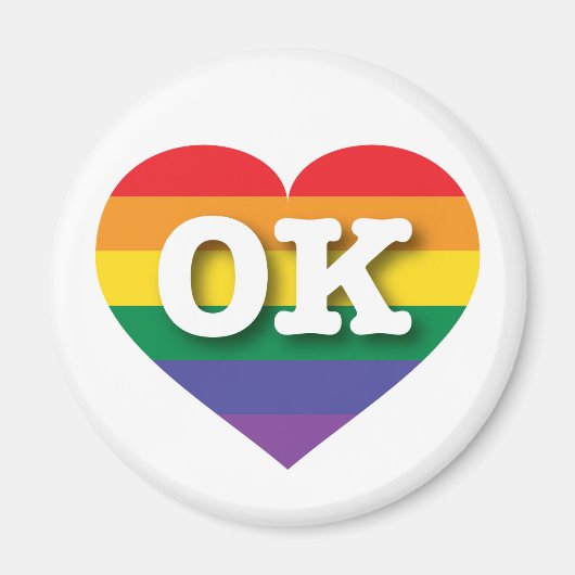 Ik hou van Oklahoma Rainbow Heart Magneet (Voorkant)