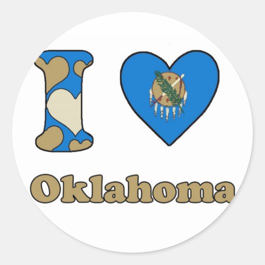 Ik hou van Oklahoma Ronde Sticker (Voorkant)