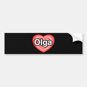 Ik hou van Olga. Ik hou van je Olga. Hart Bumpersticker