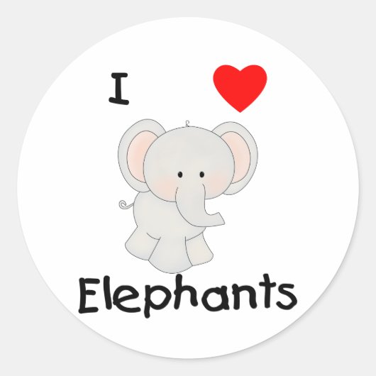 Ik hou van olifanten (2) ronde sticker (Voorkant)
