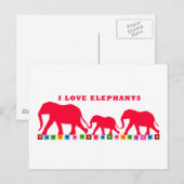 Ik hou van Olifanten (Rood) Briefkaart (Voorkant / Achterkant)