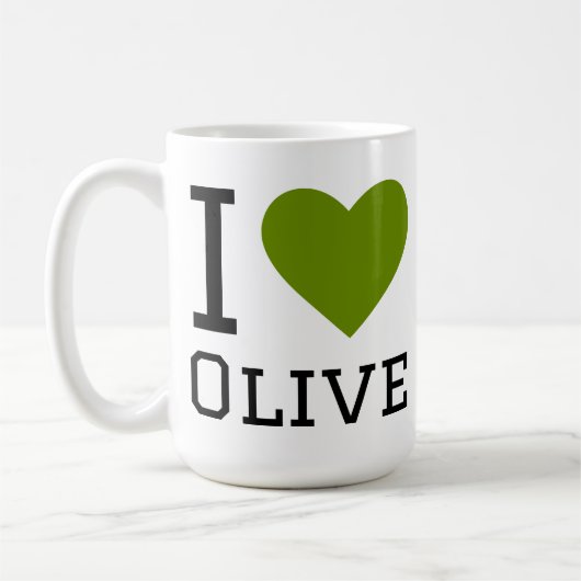 Ik hou van olijf koffiemok (Links)