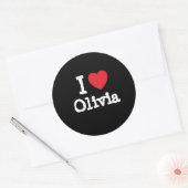 Ik hou van Olivia hart T-Shirt Ronde Sticker (Envelop)
