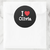 Ik hou van Olivia hart T-Shirt Ronde Sticker (Tas)