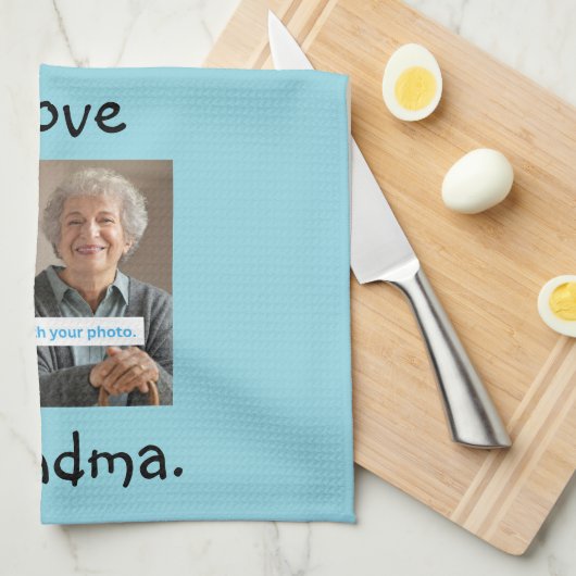 Ik hou van oma, aangepaste hart keuken handdoeken (Quarter Fold)