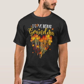 Ik hou van oma Fall Leaves Heart Thanksgivin T-shirt