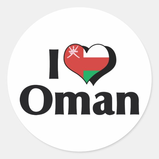 Ik hou van Oman Vlag Ronde Sticker (Voorkant)