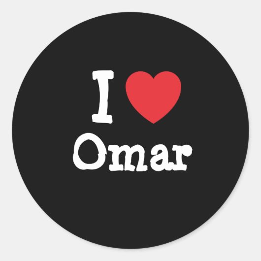 Ik hou van Omar hart op maat gepersonaliseerd Ronde Sticker (Voorkant)