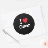 Ik hou van Omar hart op maat gepersonaliseerd Ronde Sticker (Envelop)