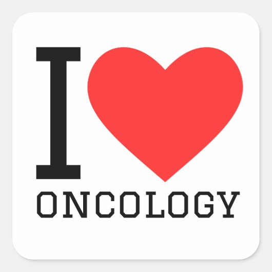 Ik hou van oncologie vierkante sticker (Voorkant)
