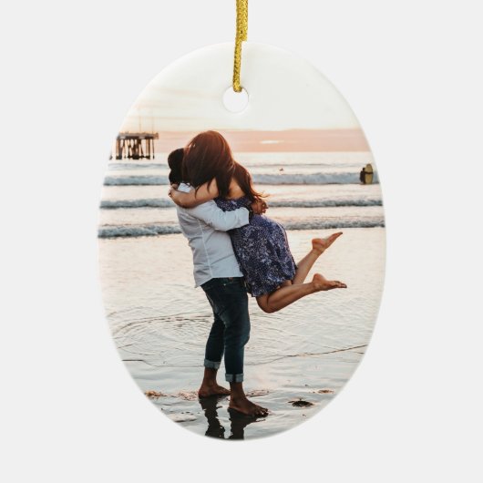 "Ik hou van ons" aangepaste fotoversiering Keramisch Ornament (Voorkant)