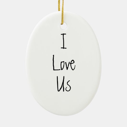 "Ik hou van ons" aangepaste fotoversiering Keramisch Ornament (Achterkant)