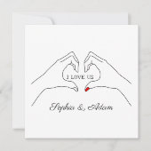 Ik hou van ons Hand Heart Shape Custom Couple Naam Feestdagenkaart (Voorkant)