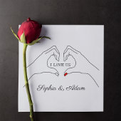 Ik hou van ons Hand Heart Shape Custom Couple Naam Feestdagenkaart