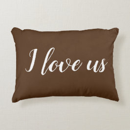 "Ik hou van ons" op Brown & White Accent Pillow Accent Kussen